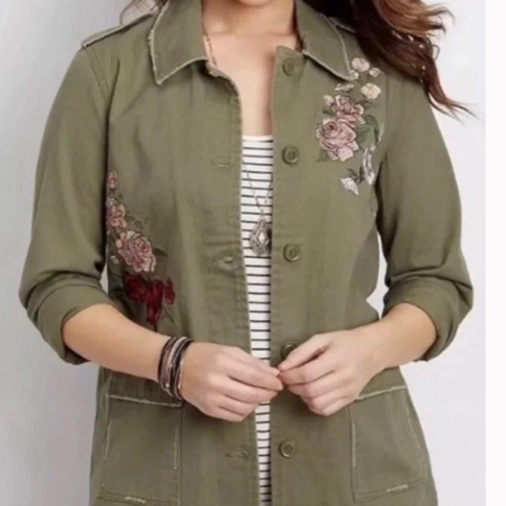 Maurices Military Style Green Jacket 1X